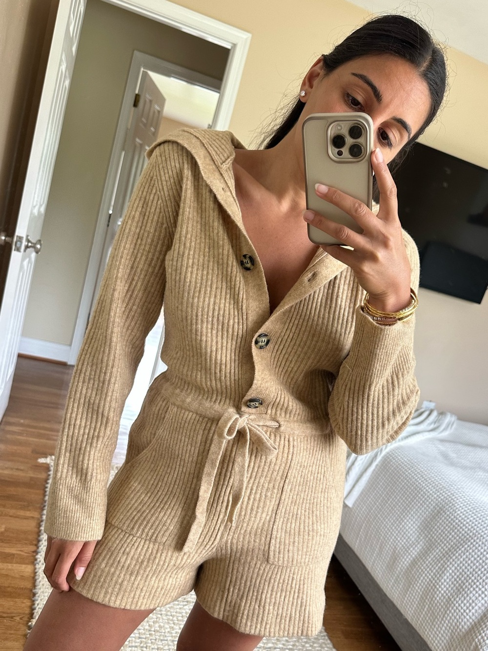 Zara Beige Knit Sweater Romper